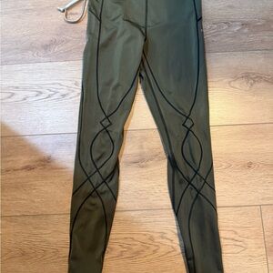 CW-X Olive Green Leggings with Black Accents size medium